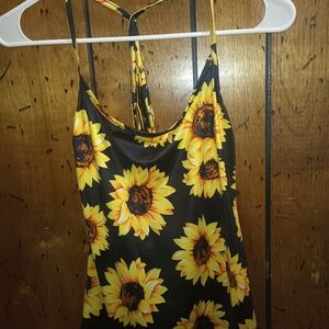Sunflower Print Strappy Dress
